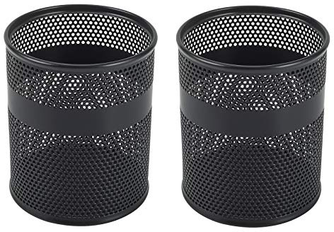 EasyPAG Mesh Desk Tidy Pen Pot Pencil Holder Makeup Brushes Storage Stationery Organiser,Pack of 2,Black