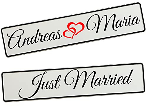 Kennzeichen Hochzeit mit Namen Deko Hochzeitsauto Hochzeitskennzeichen selbst gestalten Motiv Love