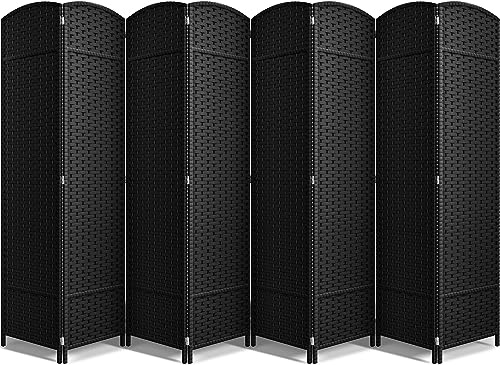 Sorbus 8-Panel Black Room Divider with Double Hinged Panels, 6 ft Tall Folding Privacy Screen