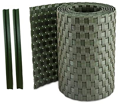 Sellon24 Bandes brise-vue en rotin double fil avec clips de fixation - 19 x 255 cm - 2,5 m (RD12_vert)