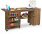 GIANTEX 2 in 1 Mobiletto Pieghevole Cucito, Armadio Versatile in Legno per Macchina da Cucire con Ruote, 3 Mensole e 1 Armadietto, per Salone/Salotto/Ufficio, Carico di 55kg, 158x50x75cm (Naturale)