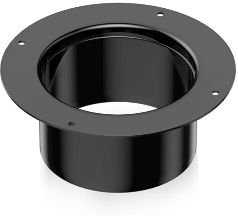 Hon&Guan Ducting Flange 150mm/6Inch Duct Connector Round Flange ABS Plastic Ventilation Wall Flange for Dryer, Extractor Pipe, Bathroom Fan Duct