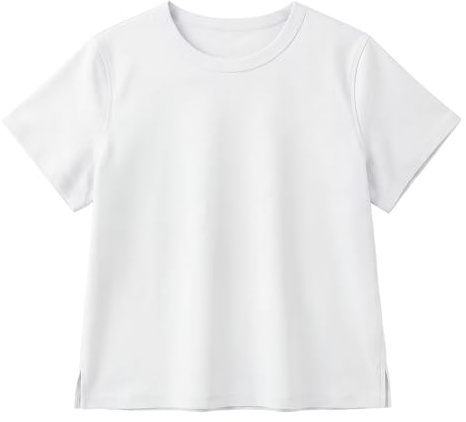 Stelle Women's Cotton T-Shirts Crewneck Short Sleeve Basic Tees Summer Casual Solid Crop Tops White Small