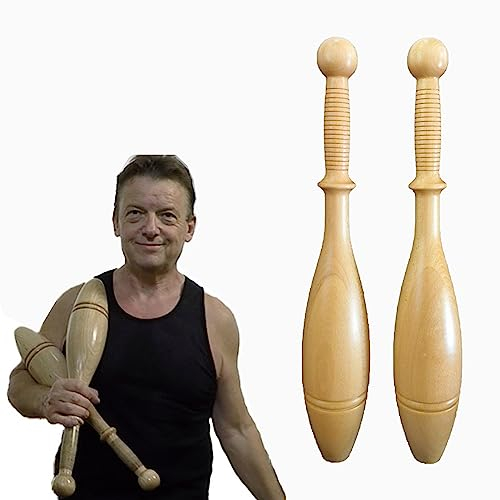YANBI Clubbell Fitness-Indianerschläger für Herren, rutschfeste Indianerschläger aus Holz für Armübungen, Schwere Schläger zum Aufwärmen und Krafttraining, Anfängerschläger 4 Pfund (Paar).