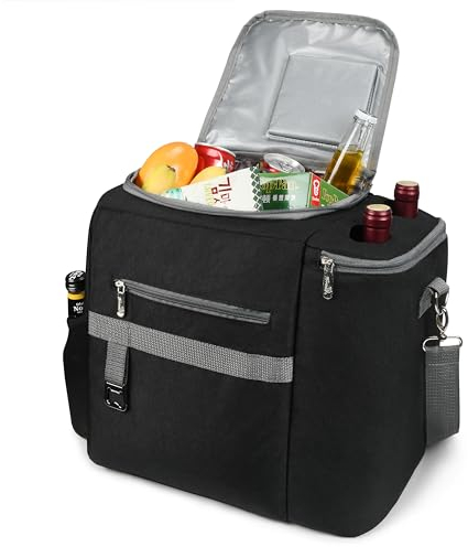 Kato Tirrinia 20L Groß Kühltasche Isoliertasche, Picknickkorb Kühlbox mit Flaschentasche 2 Flaschen & Bier Flaschenöffner, Kühlkorb Thermo Tasche für Camping Picknick BBQ Strand Auto Einkaufen,