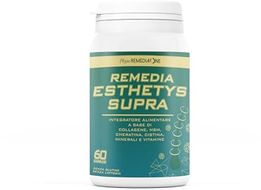 REMEDIA ONE - Esthetys Supra Integratori per Capelli, con 12 Principi Attivi, Biotina, Cheratina e Zinco - Crescita Capelli e Unghie - 60 Capsule
