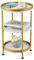 YEAKOO Nordic End Table, 3-Tier Round Side Table with Storage Shelf Edge Protection Tray, Sturdy Metal Frame Coffee Table Bedside Table for Living Room Bedroom Small Spaces (White & Gold)