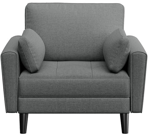 Yaheetech Dark Grey Fabric Oversized Ergonomic High Back Lounge Armchair
