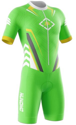 NUNOMO Triathlon Anzug Herren Herren Radsportanzug gepolstert einteilig Trisuit Bike Top Short Trisuit Einteiler für Wettkampf - 3Taschen Cycle, Swim,Fahrradanzug (Type-6,2XL)