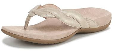 Vionic Womens Bella Braid Toe Post Sandal Medium Fit, Gold, UK 9