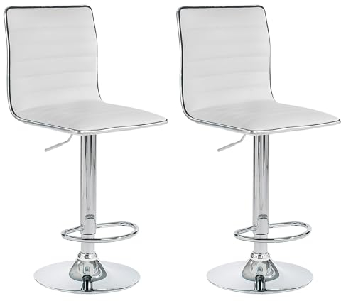 IDIMEX Barhocker Barstuhl Loungehocker Tresenstuhl Tresenhocker Hocker Stuhl ROCA im 2er Pack Kunstleder weiß drehbar mit Lehne