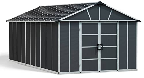 Canopia by Palram Gerätehaus Yukon 11x21.3 Geräteschuppen Metall 643 x 332 cm Grau Polycarbonatplatten rostbeständig UV-Schutz