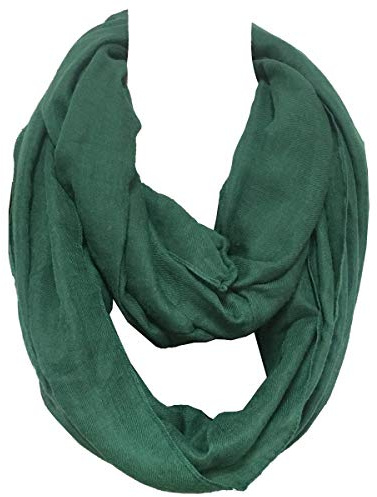 Daguanjing womens Fashion Lightweight Solid Infinity Circle Loop Scarfs, Green-1615, Large