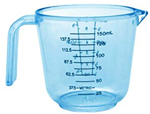 Brussels08 - 1 misurino impilabile, in plastica, per acqua, latte, uova, per cottura, zucchero, farina, blu, 150 ml