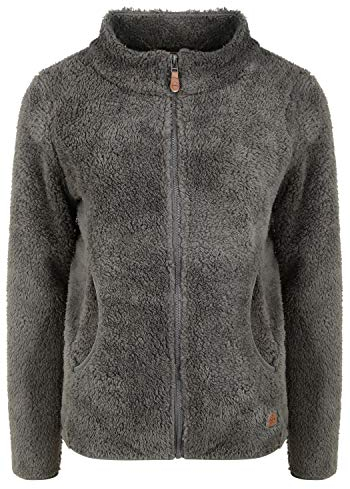 OXMO OXTelsa Damen Fleecejacke Sweatjacke Jacke mit Stehkragen Eingrifftaschen Reißverschluss Regular fit, Größe:S, Farbe:CASTLEROCK (799486)