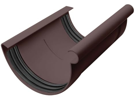 INEFA Rinnenverbinder halbrund, PVC NW150 / 150mm Dunkelbraun Dachrinnenverbinder, einfache Steckmontage, Made in Germany