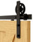Schiebetürbeschlag 153cm Schiebetüren Schiebetürsystem Komplettset Laufschiene Rollen Set Schwarz für 1 Holztür 76cm Breit, Mittlere Rolle in I-Form