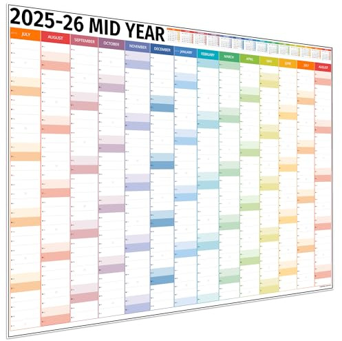 Academic Wall Planner 2025/2026 – A1 Dry Erase Mid Year Wall Planner 2025-2026 - 14 Month Office, University, School, Teacher Calendar 25/26 – Columns Edition