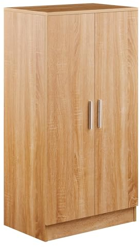 WeHome - Zapatero de Madera con 2 Puertas y 7 estantes Interiores, Zapatero para Zapatos con Puertas y estantes, Mueble para Zapatos de 55 x 36 x 108 cm, Zapatero para Ahorrar Espacio, Zapatero para