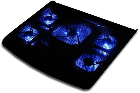 Link-e : Support Refroidisseur Station à 5 Ventilateurs avec LED Bleu Compatible Ordinateur PC Portable, Notebook, Console PS5 PS4 PS3 Xbox One Slim Box...