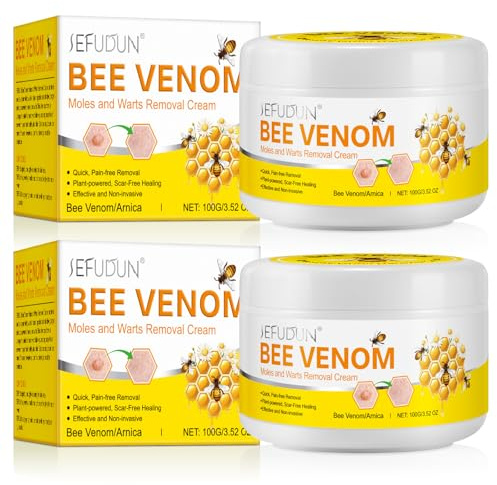 Bee Venom Cream, 2026 New Bee Venom Mole and Wart Cream - Skin Tag Remover, Body Moisturiser, Easy Application & No Irritation - 200g - 2PCS