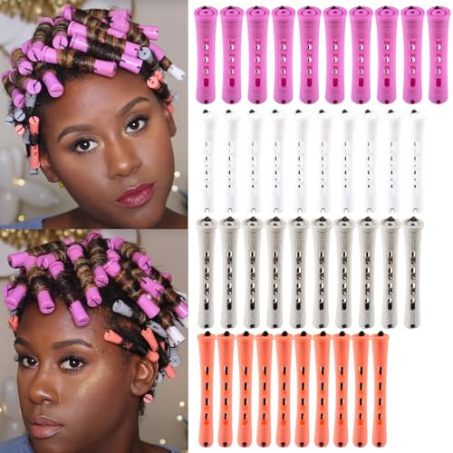 40Pcs Small Perm Rods for Short Hair Permanent Wave Curling Rods 4 Sizes Plastic Cold Wave Rods Hair Rollers for Short Medium Straight Curly Hair Rollers for Women