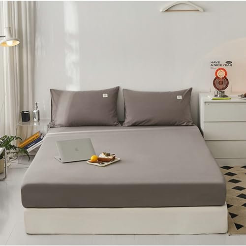 Spannbetttuch Boxspringbett 150x200cm Baumwolle, Bettspanntuch Grau Einfarbig Bettlaken Matratzenhöhe bis 22cm