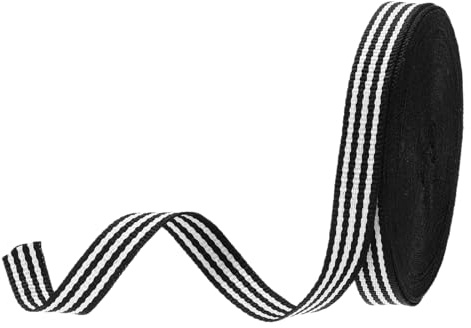 PATIKIL Cinta De Grosgrain A Rayas Blancas Y Negras De 3/8 10 Yardas De Diseño Doble Cara Para Lazos Regalos Manualidades Y Decoraciones Navideñas