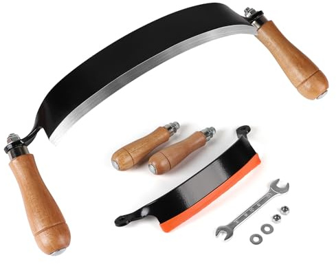 SWAWIS 250mm Zugmesser für Holz, Gebogen, Rindenschäler mit Ergonomischen Holzgriffen und Klingenschutz, Reifmesser Scharfer für Holzbearbeitung, Zusammenbau Erforderlich(10'')