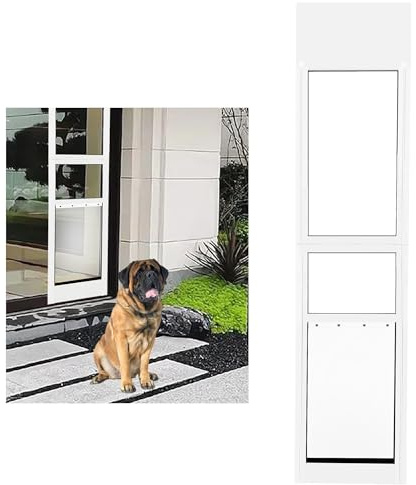 Extra Large Dog Door for Sliding Door,Adjustable Height 75.98-81.1,Dog Door for Sliding Glass Doors XL,All-Metal Framed & Panel with Rotating Screws Can Slide Up and Down Along The Track