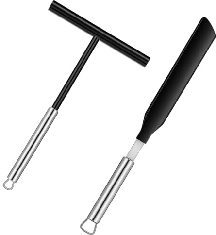 2 piezas de distribuidor de crepes y espátula de acero inoxidable, distribuidor de masa para crepes, accesorios para crepes, gadgets de cocina para hornear y cocinar en casa