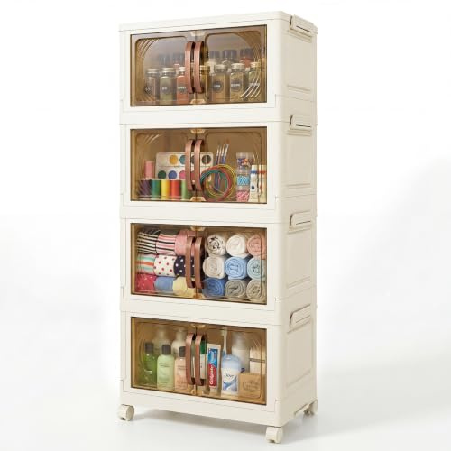 Klass 4-Tier 30L/Tier Plastic Storage Drawers Unit, Storage Boxes With Lid | 4 x 30 Litre Stackable Storage Drawers on Wheels With 1 Lid, Cabinet Storage Unit For Home, Bedroom, Kitchen, Bathroom