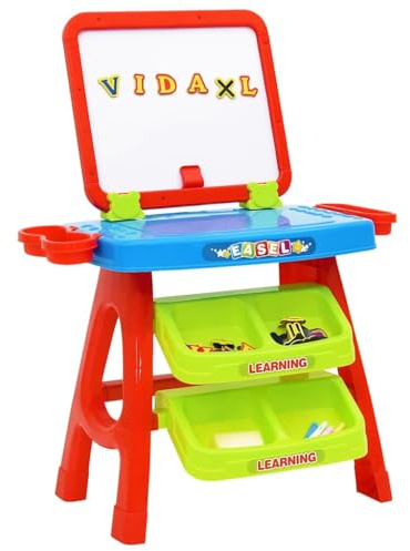 Ziaphsol Caballete 3 en 1 para niños de aprendizaje de polipropileno, 56,5 x 42 x 74 cm, pizarra magnética de dos caras y pizarra con letras, números, bolígrafos y almacenamiento