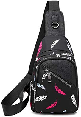 FANDARE Mujer Bolsa de Pecho Moda Bolsos Cruzados Niña Bandoleras Cruzada Deporte Ligero Mochila Viaje Ciclismo Intemperie Sling Bag Paño de Oxford Duradero Pluma A