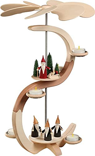 Rudolphs Schatzkiste Pyramid S-form 2 våningar motiv bergspackel och julvissla BxHxT = 28 x 46 x 28 cm ny bordpyramid julpyramid
