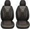 BREMER SITZBEZÜGE Maß Auto Schonbezüge kompatibel mit Hyundai i10 2. Gen. Fahrer & Beifahrer Set ab 2013-2020 / Auto Schonbezug Velour Kunstleder Set 2er Pack in Schwarz/Weiße Naht (PS808)