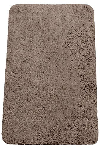 Brandsseller Badezimmerteppich 70x120 cm Badvorleger Badematte rBadteppich echteckig Chenille rutschfest saugstark maschinenwaschbar - Taupe