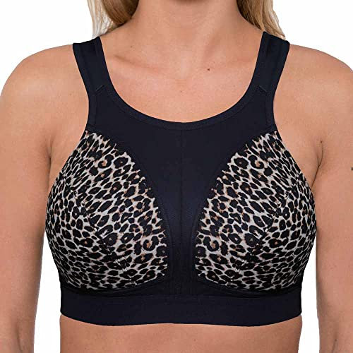 Gemm Ladies Plus Size Sports Bra for Women High Impact No Bounce Non Wired Large Busts Including Free Bra Extender Gym Exercise Yoga Running Athletic Workout Sportswear (36 J, Animal Print)