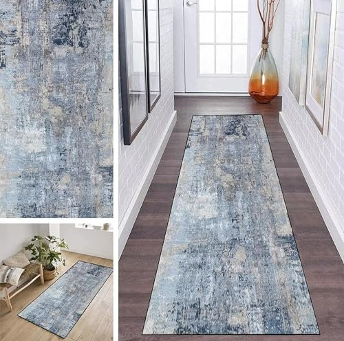 ZDYHMrj Teppich Läufer Flur rutschfest Grau Blau Korridor Teppichläufer Waschbar Modern Küche Schlafzimmer Wohnzimmer Läufer Teppich Breite 40cm/ 50cm/ 60cm/ 70cm/ 80cm/ 90cm/ 100cm (Size : 80x200cm)