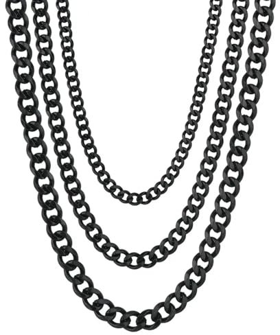 AB Viking Crafts Hochwertige Edelstahl Panzerkette Cuban Chain Farbe schwarz/black, Stärke 5 mm, Länge 70 cm in Geschenkbox | Lifestyle HipHop Punk Rock Gothic (70, 5 mm)