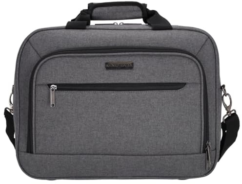 Kenorada Flugumhänger SoftLITE | praktische Begleitung für das Handgepäck | mit gepolstertem Laptopfach | Business Tasche zum Aufstecken auf Trolley (grau Melange anthrazit, Flugumhänger)