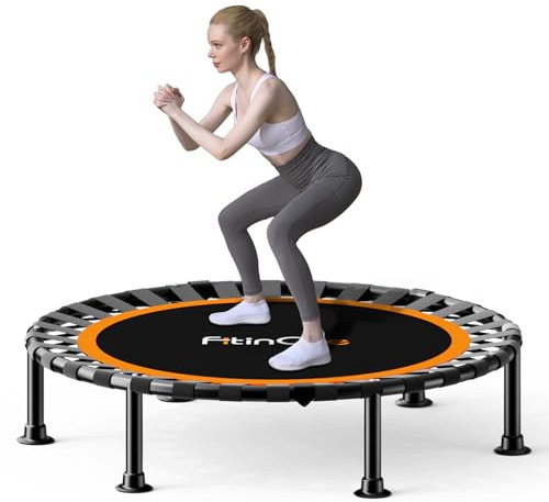 40/48 Foldable Mini Trampoline Load 450lbs,Portable Exercise Rebounder Trampoline with Adjustable Foam Handle,Fitness Trampoline for Adults and Kids (40 inch Without handrail)