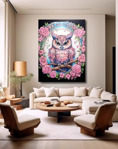 Taxpy Poster decoration murale Fleurs et hiboux,L,40 * 60cm Peinture Street Art Peinture À L'huile Impressions Sur Toile Moderne Pop Affiche Photo Sur Le Mur