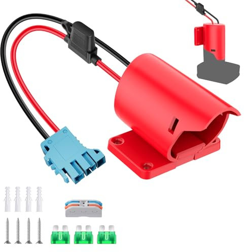 Power Wheel Adapter for Milwaukee M12 Battery Adapter with Wire Harness Connector Compatible with Peg-Perego Children's Riding Toys, 12V Power Wheel Battery Converter with Fuse and 12AWG Wire