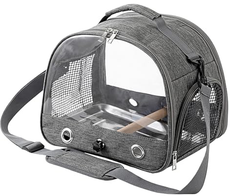 ETUCYNG 33x24x26cm Trasportino Da Viaggio Per Uccelli Borsa Da Viaggio Per Gabbia Traspirante Gabbia Da Viaggio Per Trasportino Con Posatoio E Vassoio Per Pappagallini Parrocchetti Pappagalli Gentoo