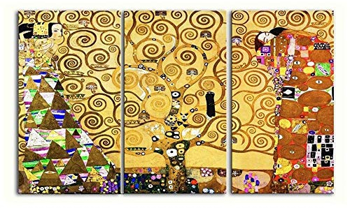 Legendarte - Canvastryck - The Tree Of Life (3 Panels) - Gustav Klimt - Dekorativ Väggkonstcm. 150x90 (3 paneler)