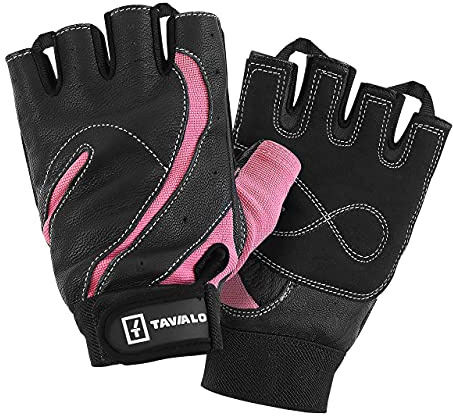 TAVIALO Fitnesshandschuhe Damen mit Leder - Trainingshandschuhe S M | Anti-Rutsch Gym Handschuhe für Kraftsport Gewichtheben | Handgelenkstütze