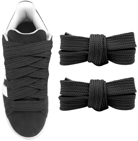 UamGlsob Lacci Piatti Spessi 20 mm per Campus 00s Scarpe (Black,140cm)