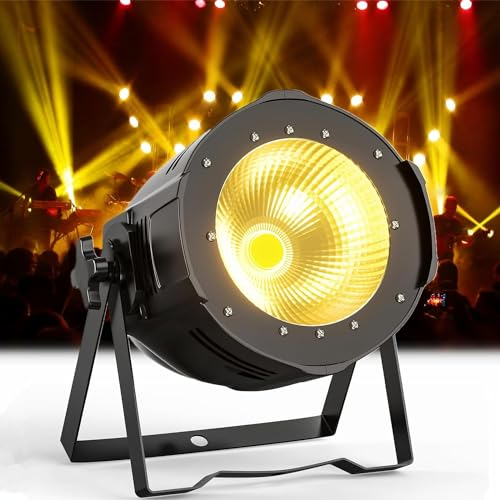 GdjRttk 80W COB foco LED par de DMX con luz blanca/cálida 3 brillo, luz estroboscópica con ventilador profesional Iluminación de escenario para DJ, estudio, concierto, boda, teatro, Navidad