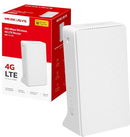 MERCUSYS MB112-4G 300Mbps Wireless N LTE 4G Router with Sim Slot, Cat 4 up to 150 Mbps, Maximum Network Coverage, WiFi Router Mode, Supports up to 32 Devices, Available WAN Connection, Plug & Play